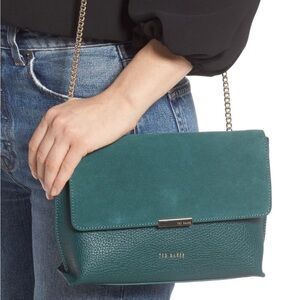 Ted Baker Lisa green leather & Suede chain-strap crossbody bag